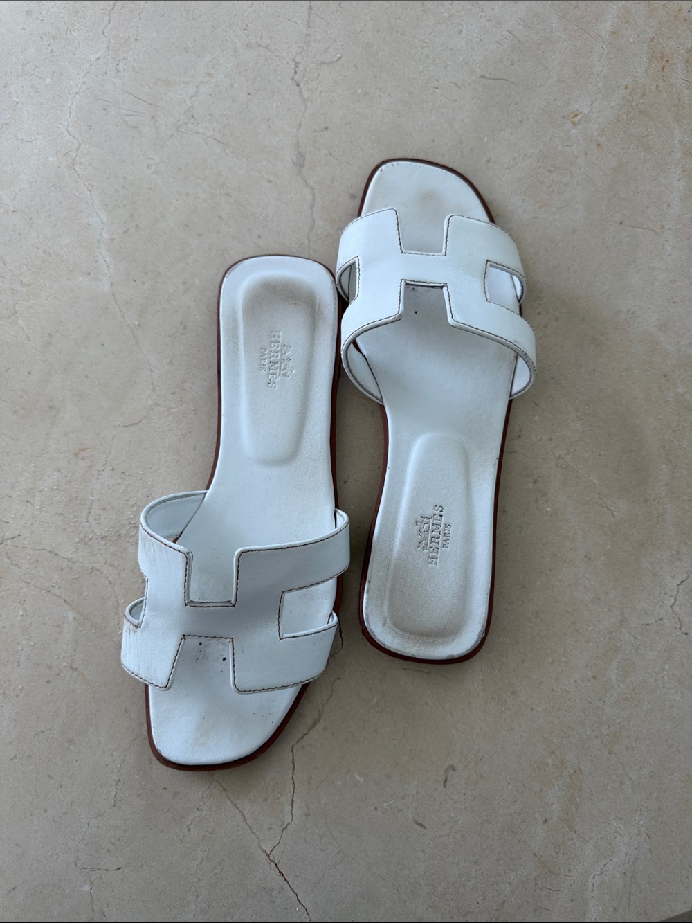 White Oran Slide Sandals